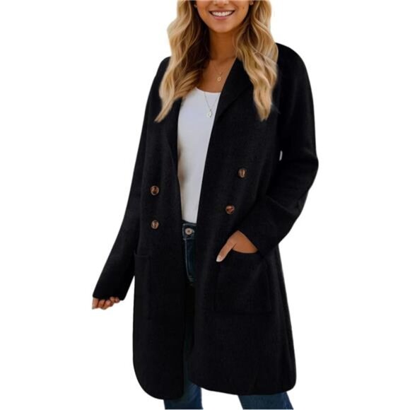 Long Cardigan Sweaters for Women Black - Picture 1 of 5